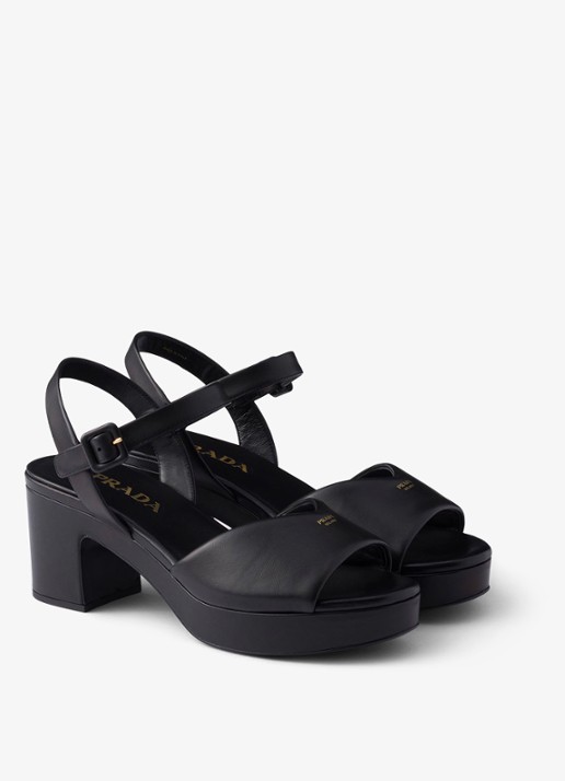 Prada Sandalette van leer - voorkant 2 zwart