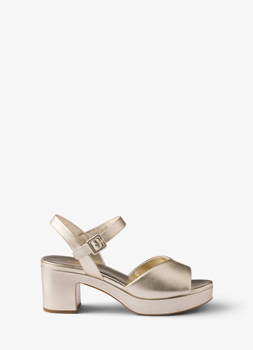 Prada Sandalette van leer - voorkant goud