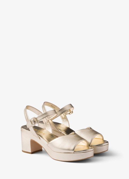 Prada Sandalette van leer - voorkant 2 goud