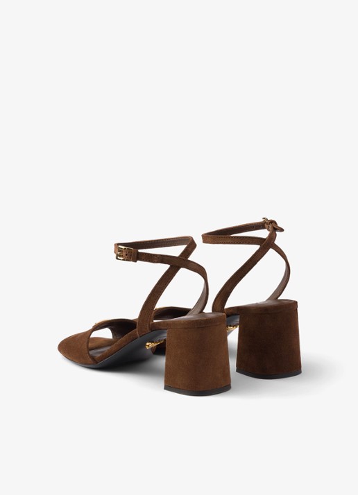 Prada Sandalette van suède - achterkant bruin