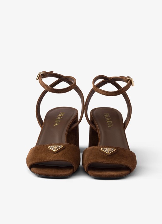 Prada Sandalette van suède - detail 4 bruin