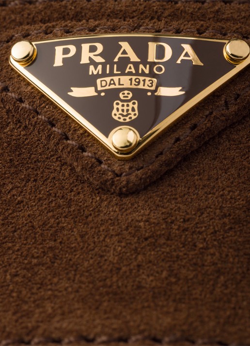 Prada Sandalette van suède - detail 6 bruin