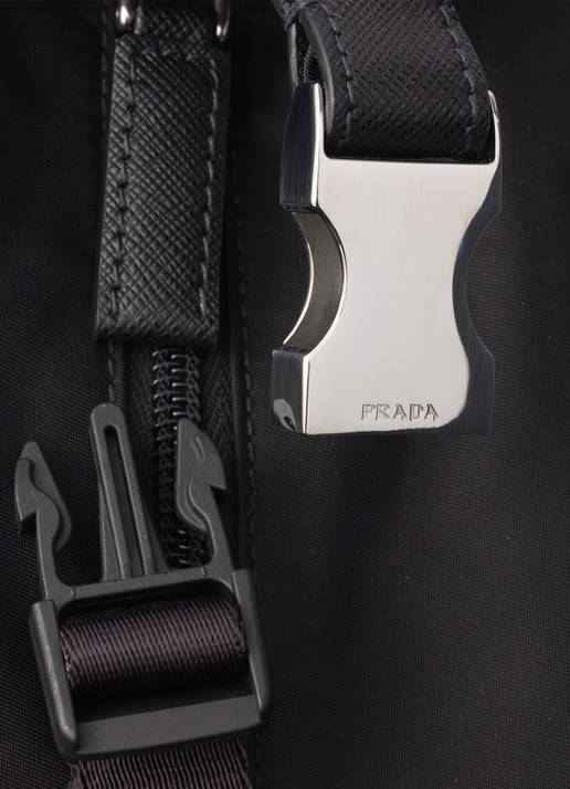 Prada Schoudertas met details van leer - detail 3 zwart