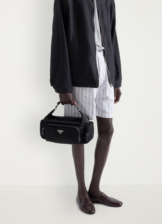 Prada Schoudertas met details van leer - detail 5 zwart