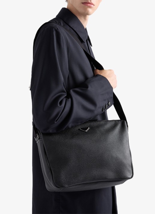 Prada Schoudertas van kalfsleer - voorkant 2 zwart