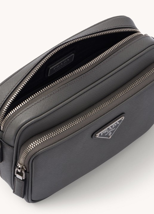Prada Schoudertas van leer met afneembare schouderriem - detail 5 grijs