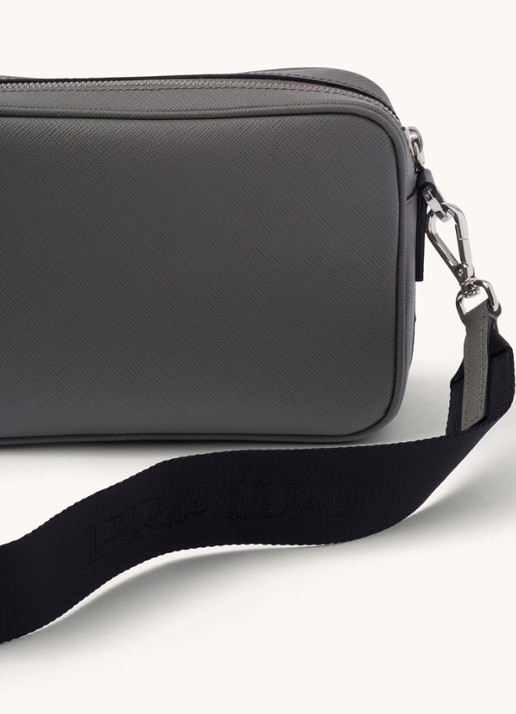 Prada Schoudertas van leer met afneembare schouderriem - detail 7 grijs