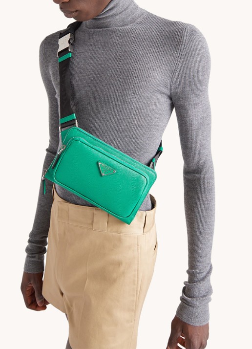 Prada Schoudertas van leer - voorkant 2 groen