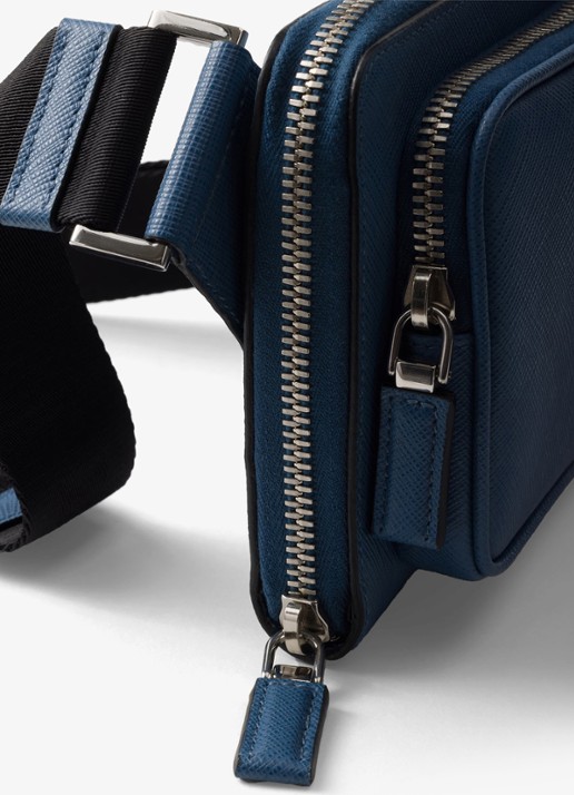 Prada Schoudertas van leer - detail 3 staalblauw
