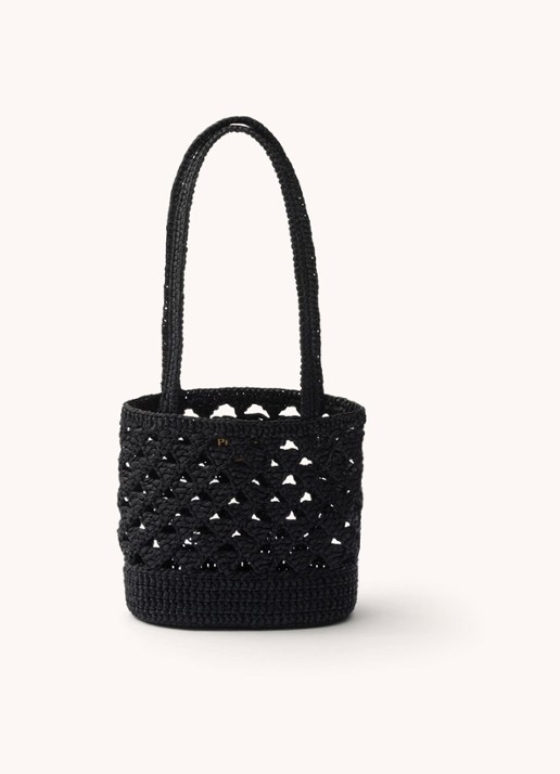 Prada Shopper van crochet met logo - achterkant 3 zwart