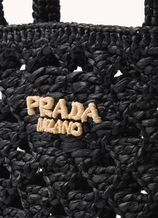 Prada Shopper van crochet met logo - detail 2 zwart