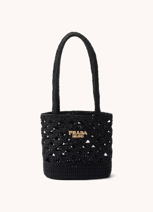 Prada Shopper van crochet met logo - voorkant 4 zwart