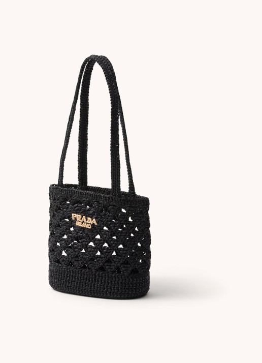 Prada Shopper van crochet met logo - voorkant 5 zwart