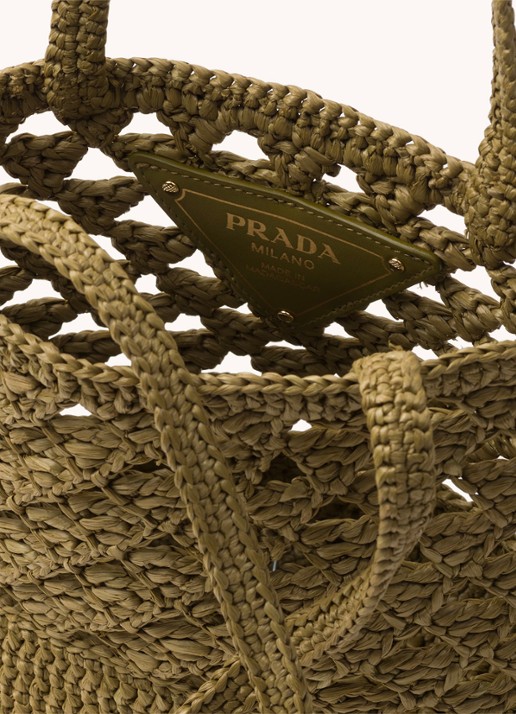 Prada Shopper van crochet met logo - detail groen