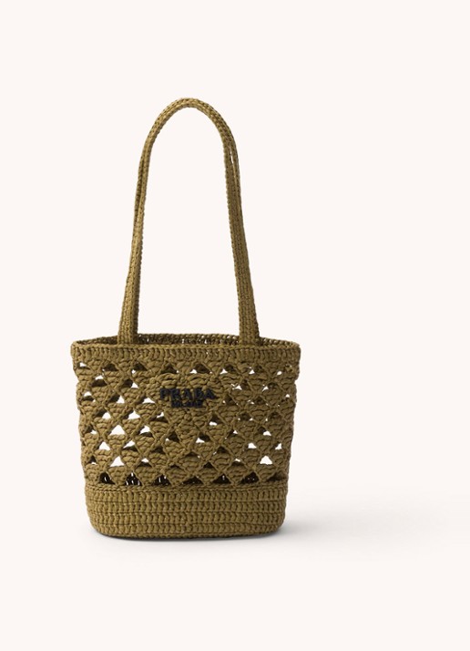 Prada Shopper van crochet met logo - voorkant 4 groen