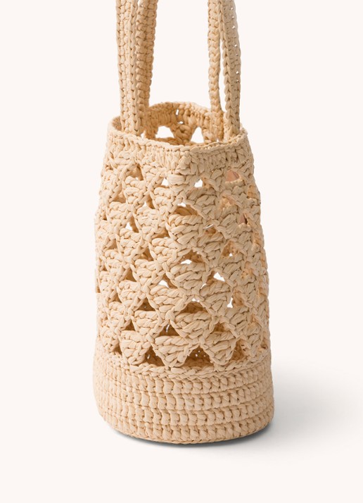 Prada Shopper van crochet met logo - detail 2 lichtbruin