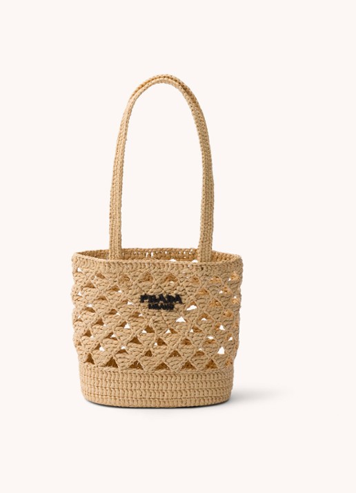 Prada Shopper van crochet met logo - voorkant 4 lichtbruin