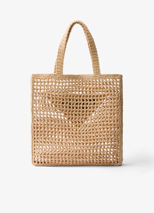 Prada Shopper van crochet met logo - achterkant 7 beige