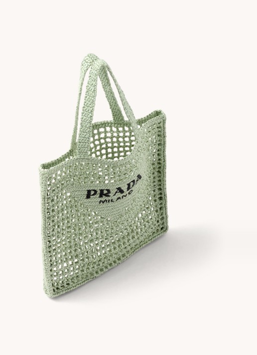 Prada Shopper van raffia - achterkant mint