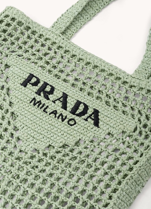 Prada Shopper van raffia - detail 6 mint