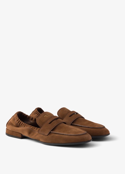Prada Shuffle loafer van nubuck - voorkant 5 bruin