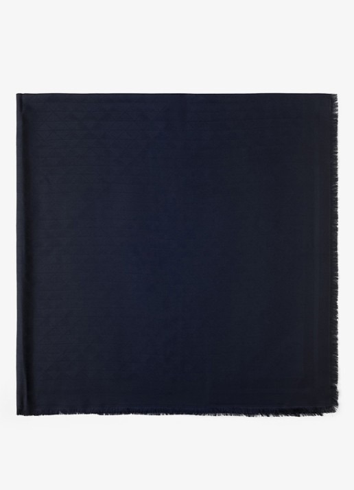 Prada Sjaal in zijdeblend met jacquard dessin 140 x 140 cm - voorkant donkerblauw