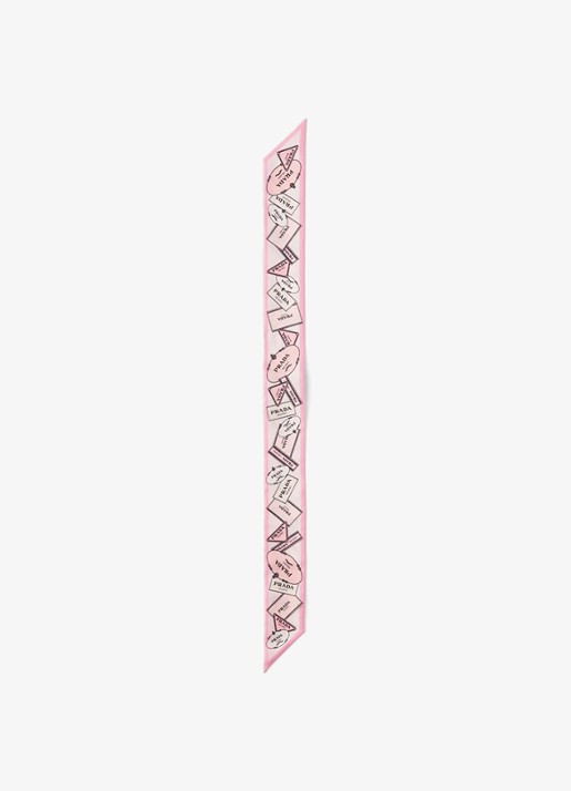 Prada Sjaal van zijde met logoprint 85 x 6 cm - detail roze