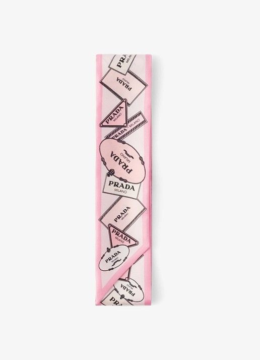 Prada Sjaal van zijde met logoprint 85 x 6 cm - voorkant 2 roze