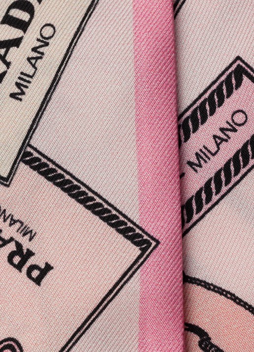 Prada Sjaal van zijde met logoprint 85 x 6 cm - voorkant 3 roze