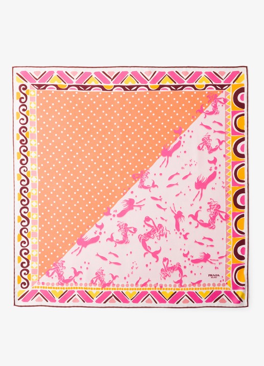 Prada Sjaal van zijde met print 55 x 55 cm