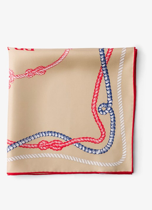 Prada Sjaal van zijde met print 55 x 55 cm - voorkant 2 beige