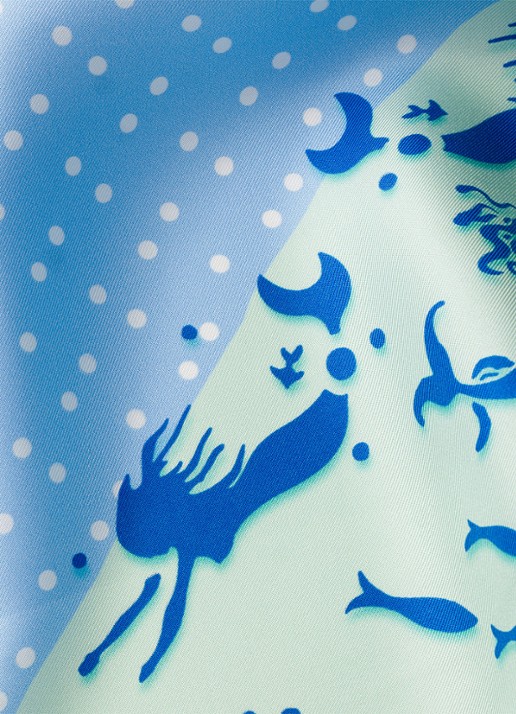 Prada Sjaal van zijde met print 55 x 55 cm - detail 3 light blue