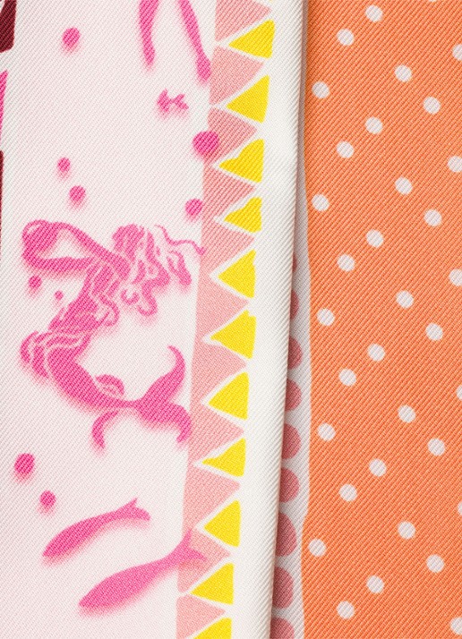Prada Sjaal van zijde met print 85 x 6 cm - detail roze