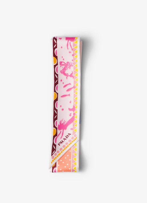 Prada Sjaal van zijde met print 85 x 6 cm - voorkant 3 roze