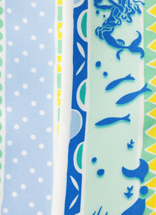 Prada Sjaal van zijde met print 85 x 6 cm - detail blauw
