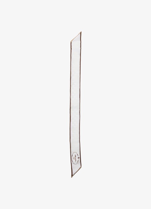 Prada Skinny sjaal van zijde met logoprint 85 x 6 cm - voorkant bruin