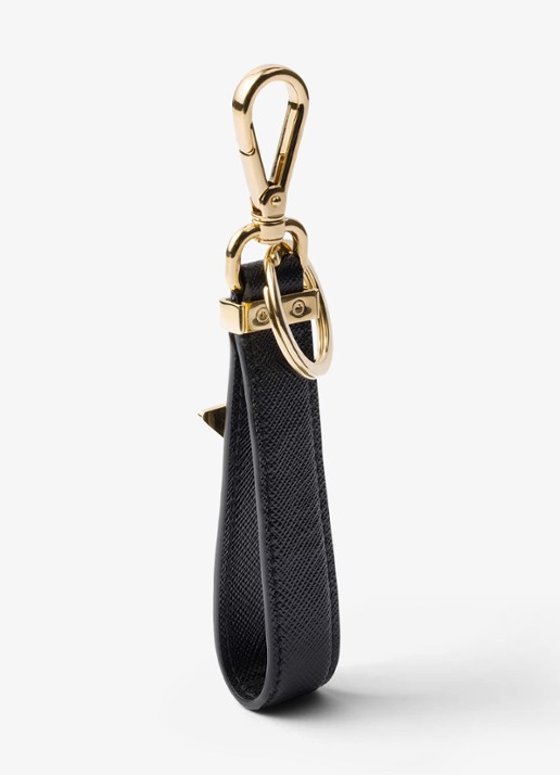Prada Sleutelhanger van kalfsleer met logo - detail 2 zwart