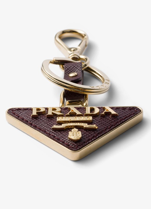 Prada Sleutelhanger van leer - voorkant 2 bordeauxrood