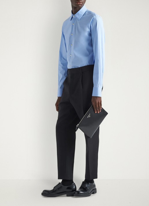 Prada Slim fit overhemd van katoen - voorkant 3 lichtblauw
