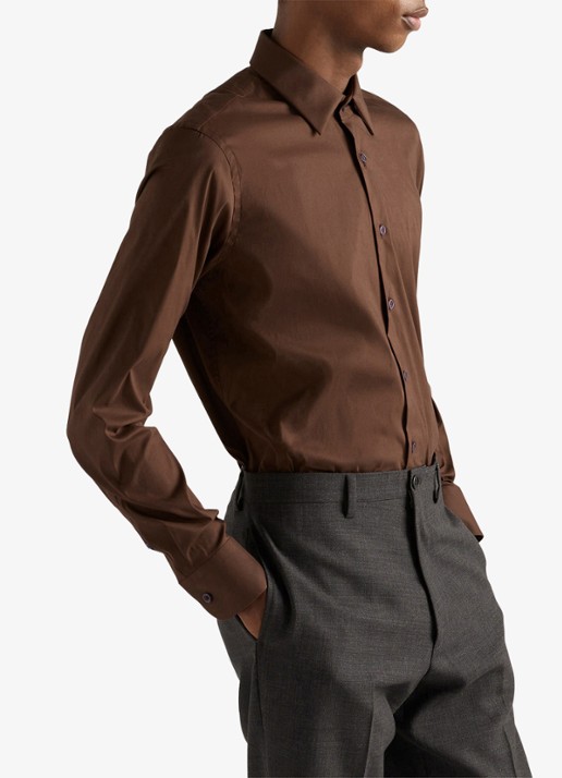 Prada Slim fit overhemd van katoen - detail 2 bruin