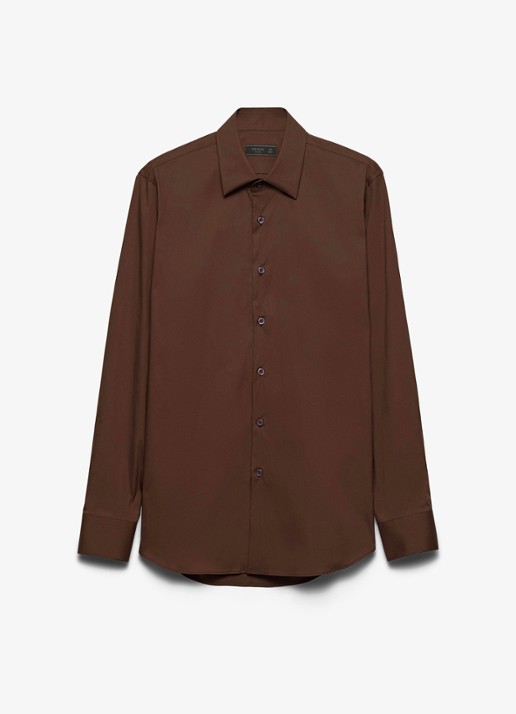 Prada Slim fit overhemd van katoen - voorkant 4 bruin