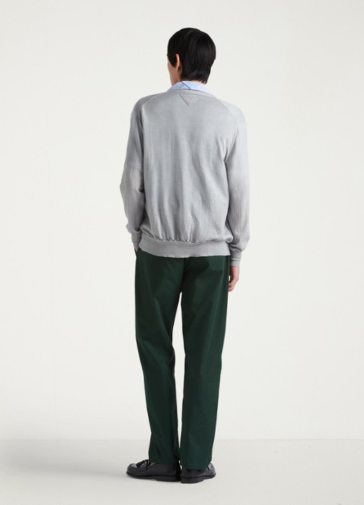 Prada Slim fit pantalon met plooidetail - achterkant 3 groen