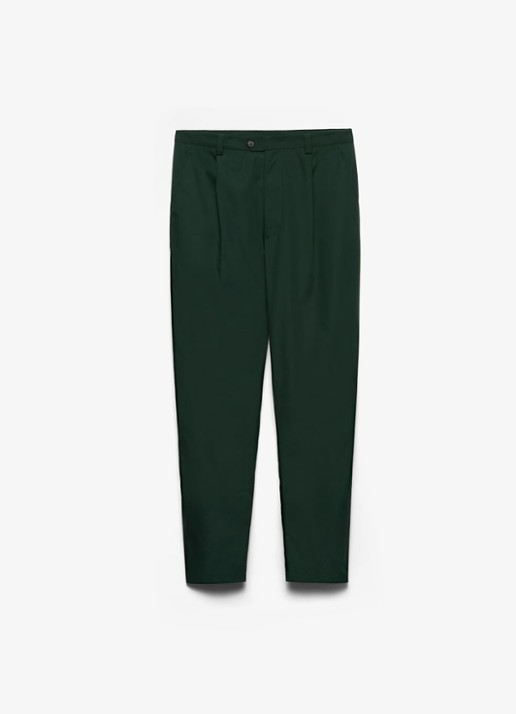 Prada Slim fit pantalon met plooidetail - voorkant groen