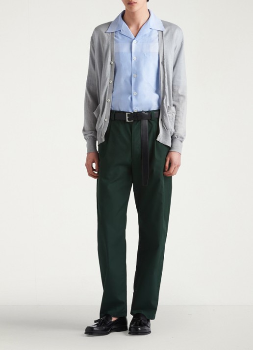 Prada Slim fit pantalon met plooidetail - voorkant 2 groen
