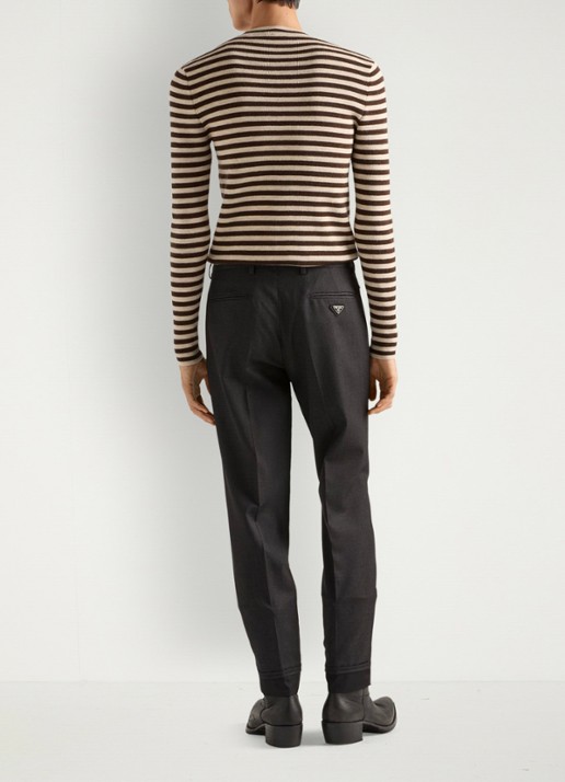 Prada Slim fit pantalon van scheerwol - achterkant antraciet