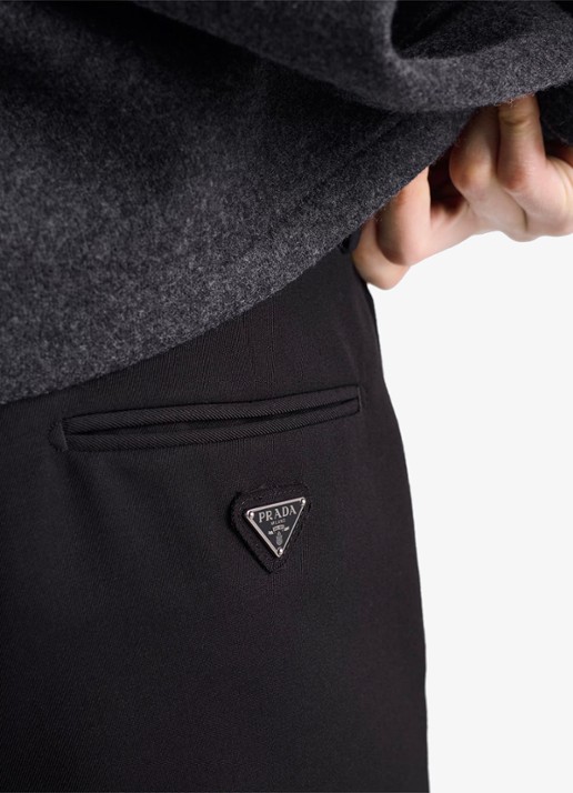 Prada Slim fit pantalon van wol - detail 5 zwart