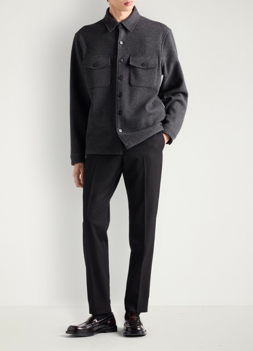 Prada Slim fit pantalon van wol - voorkant 2 zwart