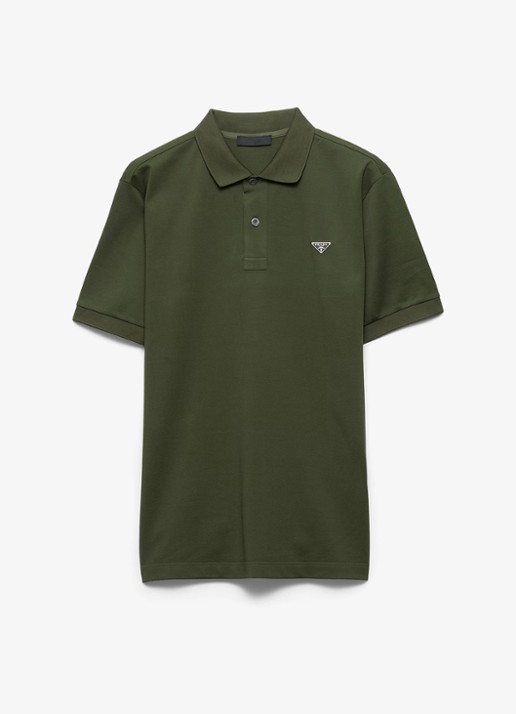 Prada Slim fit polo van piqué katoen met logo - voorkant 4 groen