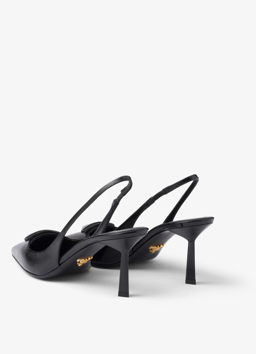 Prada Slingback van lakleer met logo - achterkant zwart
