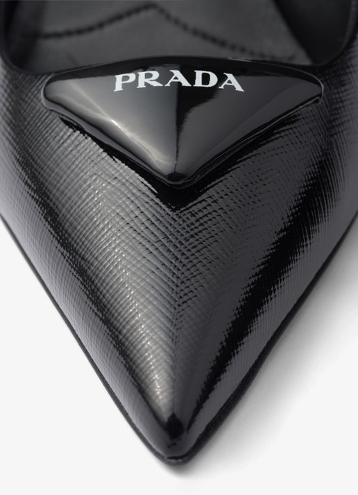 Prada Slingback van lakleer met logo - detail 5 zwart